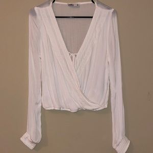 Hollister embroidered white blouse.